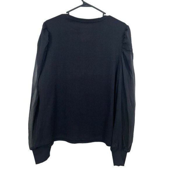Nine West Women SZ XL Black Long Sheer Sleeves Top Blouse. Stretch Basic - Picture 7 of 10